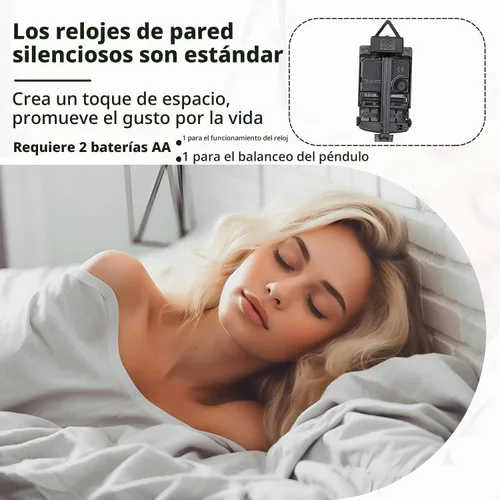 Vista 3 de Dankeit Reloj de pared decorativo de cuarzo silencioso con péndulo, grande para sala de estar, cocina, baño, dormitorio, 13 x 21.65 pulgadas (beige)