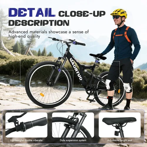 Vista 4 de 26 Inch Mountain Bike for Adult Men Women, 7 Speed Mountian Bicycle with Dual V Brake Suspension MTB Bicycle, Multiple