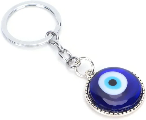 Vista 5 de Yosoo Health Gear - Llaveros contra el mal de ojo, 2 llaveros de mal de ojo, amuleto de esmalte de color aleación, llavero de cristal colgante azul