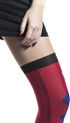 Vista 3 de DC Comics Medias de disfraz transparentes para mujer Harley Quinn, Azul