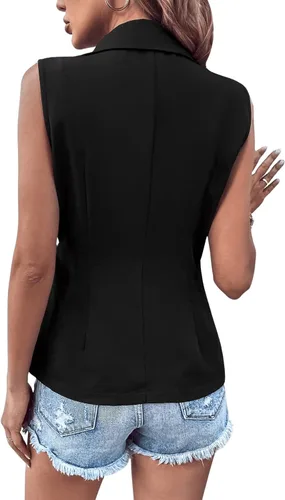 Vista 2 de Verdusa Chaqueta tipo blazer asimétrica sin mangas con lazo lateral para mujer