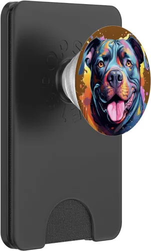 Vista 7 de American Bully Portrait Arte de retrato en color PopSockets Standard PopGrip
