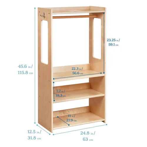 Vista 2 de ECR4Kids TrendiTot - Perchero con estantes ajustables, armario para niños, natural