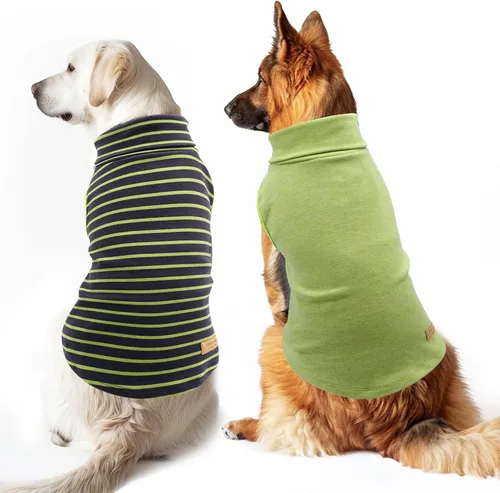 Vista 26 de KYEESE Paquete de 2 suéteres para perro, abrigo para mascotas, cuello alto, ropa elástica para perros, suéteres súper suaves para perros pequeños 1#