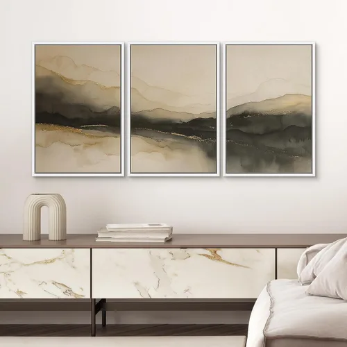 Vista 211 de SIGNWIN Lienzo enmarcado para pared, juego de arte de collage de hojas transparentes en blanco y negro, ilustraciones de naturaleza silvestre, arte