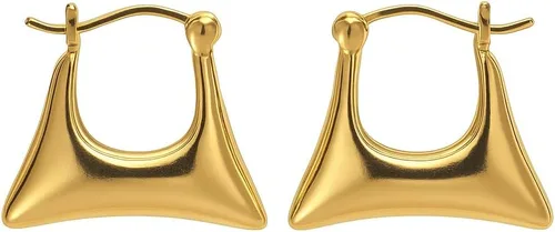 Vista 44 de Gempires - Aretes ligeros y gruesos, delicados y minimalistas, hipoalergénicos, chapados en oro, sin deslustre, diseño clásico, para uso diario
