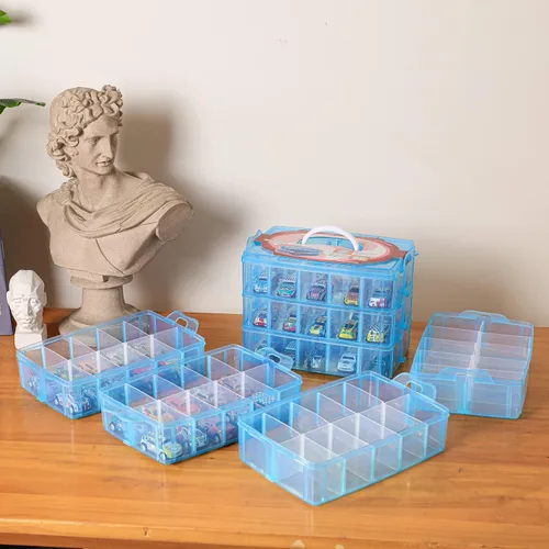Vista 3 de Sooyee Contenedor de almacenamiento apilable de 7 capas, 70 compartimentos ajustables, contenedor de almacenamiento apilable para juguetes de niños