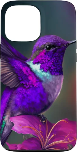 Vista 24 de Funda púrpura para iPhone XR para colibrí