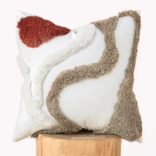 Vista 13 de lifein Fundas de almohada de 18 x 18 pulgadas, fundas de almohada copetudas de jacquard bohemio, fundas de almohada decorativas para casa de campo