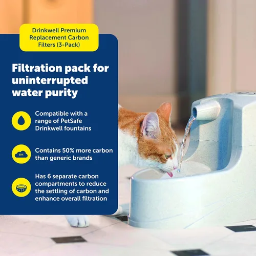 Vista 2 de Filtros de reemplazo de carbono premium PetSafe Drinkwell - Mejora el sabor del agua - Carbón activado de cáscaras de coco - Compatible con fuentes