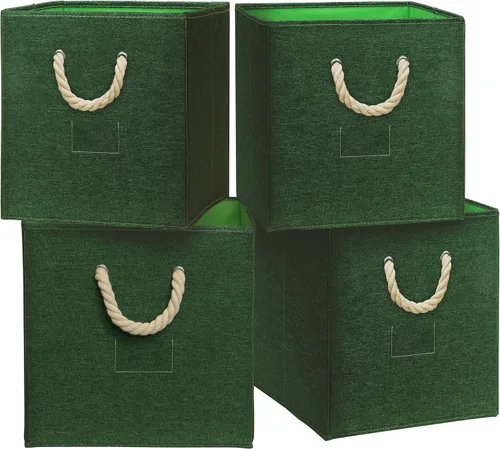 Vista 15 de Simple Houseware Cubo de almacenamiento de 13 pulgadas con asas trenzadas Beige