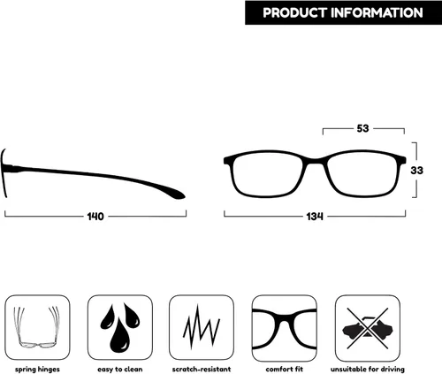 Vista 4 de OPULIZE ICE - Lentes de lectura para mujeres y hombres, marco rectangular resistente a los arañazos con bisagras de resorte, azul oscuro cristal