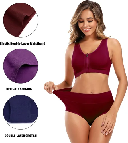 Vista 3 de Molasus - Ropa interior de algodón para mujer, cintura alta, cobertura total, tallas regulares y grandes