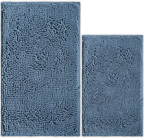 Vista 42 de Juego de 2 tapetes de baño de chenilla, superabsorbentes, con fuerte respaldo antideslizante de PVC, tapetes de baño para baño, peludos