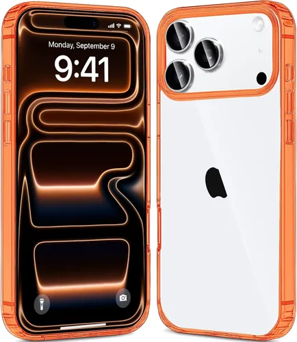 Vista 24 de JJGoo - Funda compatible con iPhone 17 Pro, funda transparente a prueba de golpes, funda protectora delgada con parte trasera de policarbonato duro