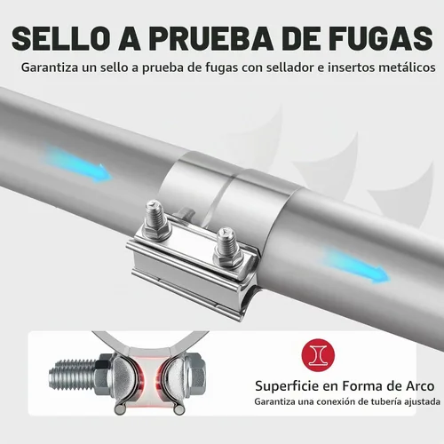 Vista 5 de EVIL ENERGY Abrazadera de escape de 2.0 pulgadas, abrazadera de banda de junta traslapada de acero inoxidable para tuberías, silenciadores