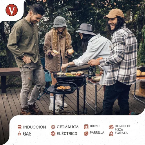 Vista 3 de Victoria - Sartén redonda de hierro fundido con asas de doble bucle, fabricada en Colombia, 10 pulgadas