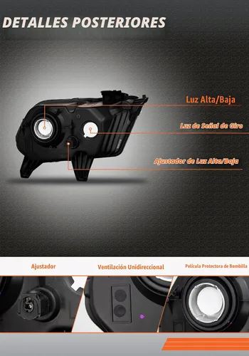 Vista 5 de para Ford Mustang 2010-2014 - Conjunto de faros delanteros color negro