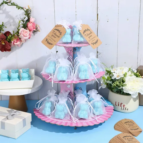 Vista 7 de Buryeah Juego de 48 regalos de oso para baby shower para invitados, jabón de oso pequeño con etiquetas de agradecimiento, jabón hecho a mano