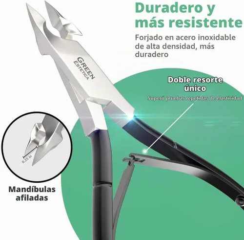 Vista 3 de Cortadora de Cutículas Profesional con Empujador de Cutículas, Removedor de Cutículas para Uñas, Alicate Plateado de Acero Inoxidable, Cuchillas