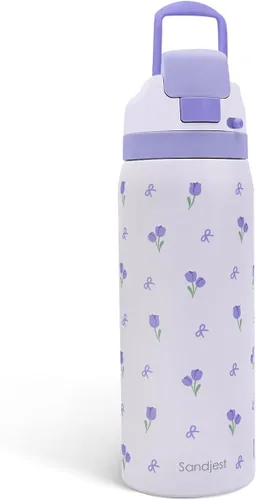 Vista 12 de Botella de agua de acero inoxidable con bandera estadounidense, aislada al vacío, tapa de botón, 32 onzas, regalos para patriota 4 de julio