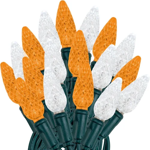 Vista 17 de Novelty Lights - Mini juego de 70 luces C6 LED de Navidad, serie de luces de grado comercial para exteriores, cable verde, 24 pies