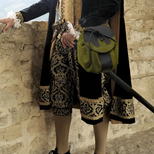 Vista 5 de Riñonera renacentista, medieval, de gamuza, para hombres y mujeres, retro, para cinturón de joyería, para fotos occidentales, cosplay, vacaciones