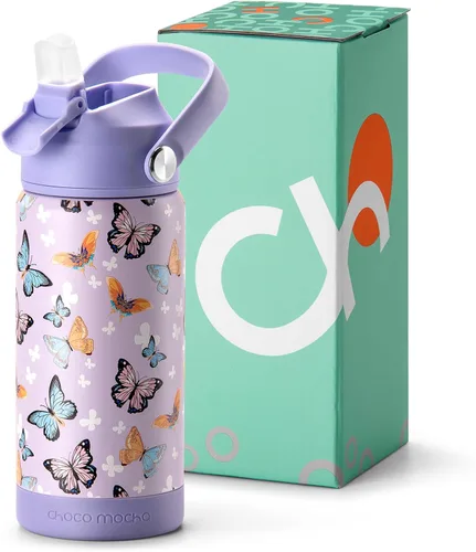 Vista 11 de Botella de Agua Choco Mocha para Niños para la Escuela, Botella de Agua Aislada para Niños de Acero Inoxidable para Niños, 14 Oz Camión Monstruo