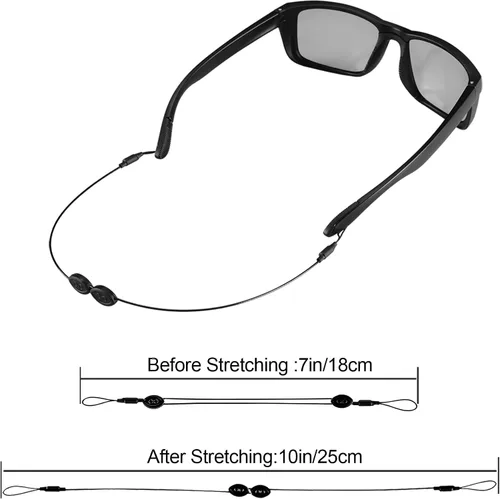 Vista 2 de Correas ajustables para lentes de sol, correas para lentes de sol, correas para gafas, correas para gafas, cordón para las patillas con ganchos