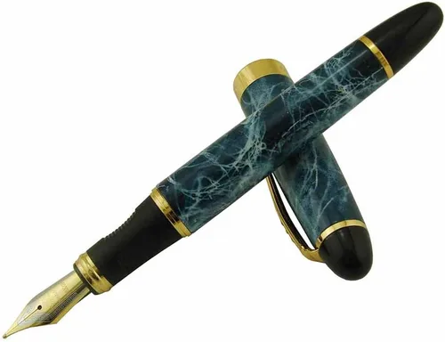 Vista 4 de Jinhao X450 - Pluma estilográfica de color cielo azul, diseño clásico, punta mediana con bolsa para bolígrafo y juego de convertidor de recarga