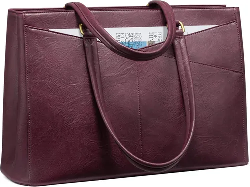 Vista 23 de LOVEVOOK Bolsa para Laptop para Mujeres, Bolsa de Mano para Laptop de 15.6 Pulgadas para Mujeres, Bolsas de Mano de Trabajo de Cuero Vintage