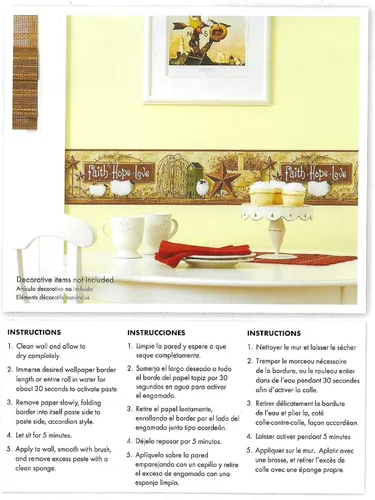 Vista 3 de CONCORD WALLCOVERINGS ™ Borde de papel tapiz prepegado – Faith Hope Love, diseño patriótico de estrella de granero, decoración tradicional americana