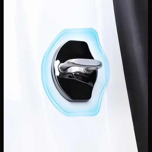 Vista 5 de Compatible con Tesla Model 3 2016-2023 - Cubierta de bloqueo de puerta de automóvil para modelo Y, cubierta de tope de puerta con protector de acero