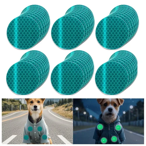 Vista 192 de Pegatinas reflectantes 1 pulgada de diámetro Redondas Reflectoras, Cinta adhesiva impermeable al aire libre de alta visibilidad (80 piezas)