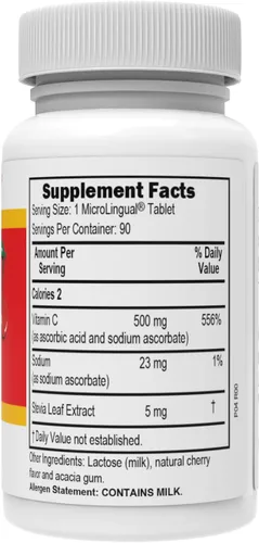 Vista 4 de Superior Source Vitamina C 500 mg MicroLignual Tablets – Tamponado VIT C Sour Cherry Melts – Potenciador del sistema inmunológico, vitaminas