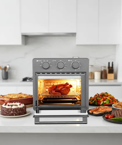 Vista 9 de Magnavox Home, horno freidora de aire de 16.5 cuartos de galón, con infusión de vapor, negro, horno de encimera de convección, 6 funciones