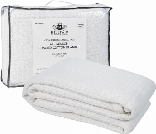 Vista 12 de HILLFAIR Manta 100% algodón peinado, manta de cama Twin XL, suave, acogedora, cálida, mantas multipropósito para decoración del hogar de lujo, 66 x