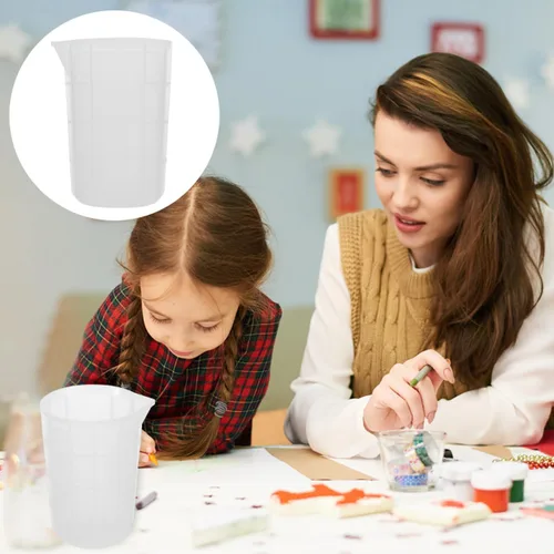 Vista 3 de Healifty 1 taza medidora de silicona de 25.4 fl oz de resina epoxi tazas de mezcla de bricolaje taza dispensadora para medir pintura resina epoxi