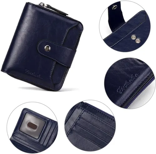 Vista 6 de BOSTANTEN - Billeteras de piel para mujer, con bloqueo RFID, con cremallera y bolsillo, billetera pequeña de dos cuerpos, con tarjetero