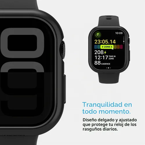 Vista 4 de Spigen Funda delgada para Apple Watch Series 11/10 de 1.654 in Negro