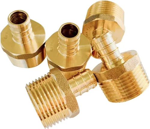 Vista 16 de 2 piezas Pex Barb Crimp accesorios de latón 1/2 pulgadas x 3/4 pulgadas NPT adaptador macho ASTM F1807,Para agua potable PEX1807024 (2)