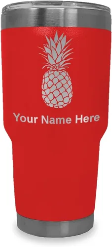 Vista 40 de LaserGram Vaso aislado al vacío de 20 onzas, piña, grabado personalizado incluido (negro)
