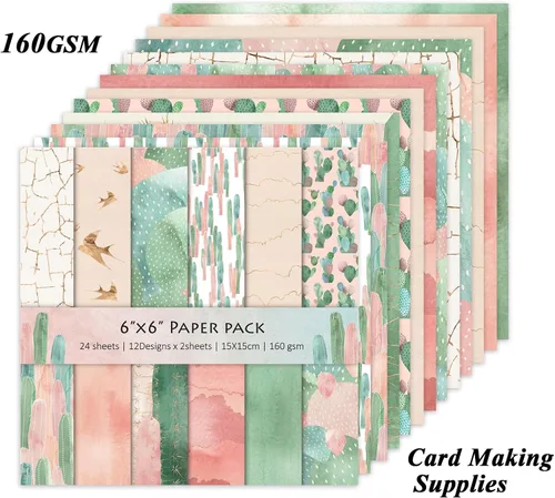 Vista 5 de 24 hojas de 12 diseños de álbumes de recortes, 6 x 6 pulgadas, papel de cartulina para manualidades Decopodge de una sola cara, álbum de recortes