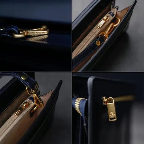 Vista 5 de Time Resistance Bolso de mano de cuero para hombre, organizador de muñeca, maletín hecho a mano en Italia, caja de regalo incluida