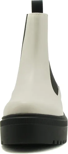 Vista 4 de Soda Reeve Botín de tobillo Chelsea con plataforma y suela de tacón bajo para mujer con doble elástico