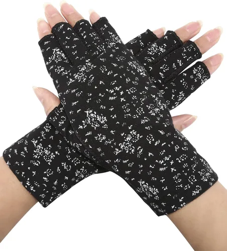 Vista 5 de Maxdot - 2 pares de guantes sin dedos con protección UV para mujer, color negro, caqui