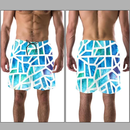 Vista 3 de Mens Swim Trunks Quick Dry Swim Shorts with Mesh Lining Swimwear Bathing Suits Triangle Mosaico