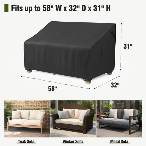 Vista 2 de MR.COVER - Funda para sofá biplaza de patio de 2 plazas, impermeable, resistente para muebles de patio, con ventilación de aire y asas, no se