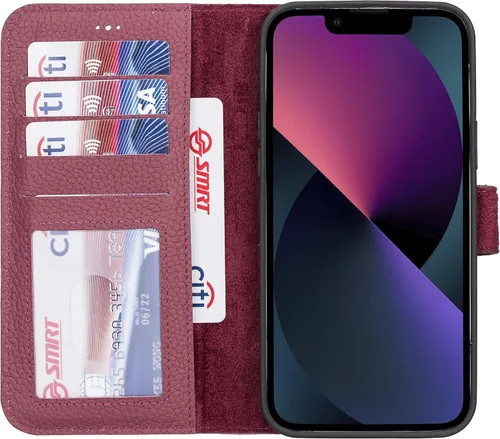 Vista 25 de HARDISTON Funda de piel auténtica hecha a mano compatible con iPhone 11 Pro de 5.8 pulgadas, funda magnética desmontable con tarjeteros - bordes