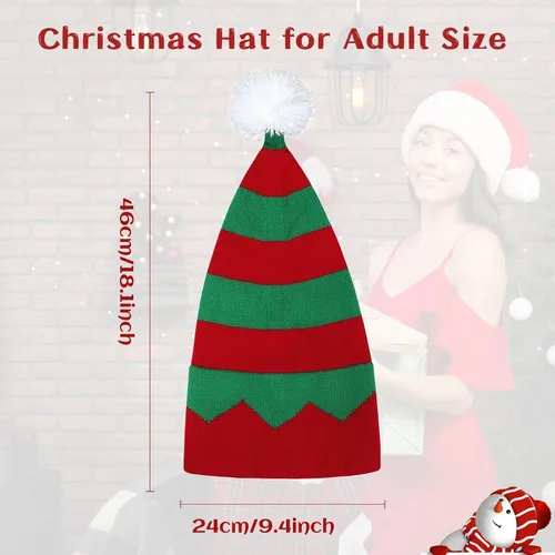 Vista 9 de American Trends Gorro de Papá Noel, gorro de Navidad cálido para invierno, gorro holgado de punto trenzado para adultos, mujeres y hombres, fiesta